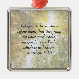 Sunlight Through Autumn Sugar Maples Bible Verse Metal Ornament