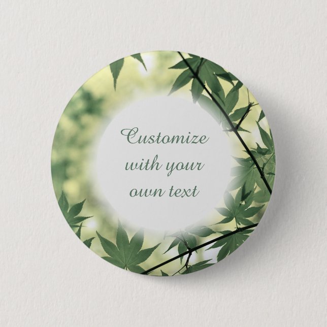 Sunlight Through Maple Leaves Custom Text Button (Front)