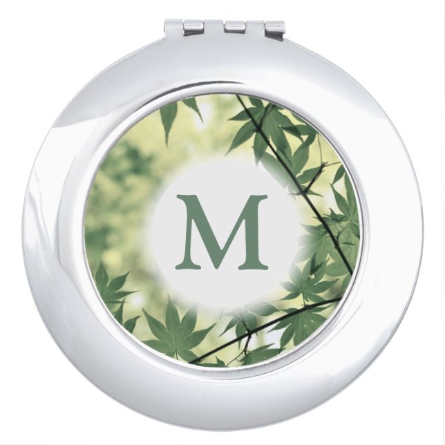 Sunlight Through Maple Leaves Monogram Compact Mirror (Front)
