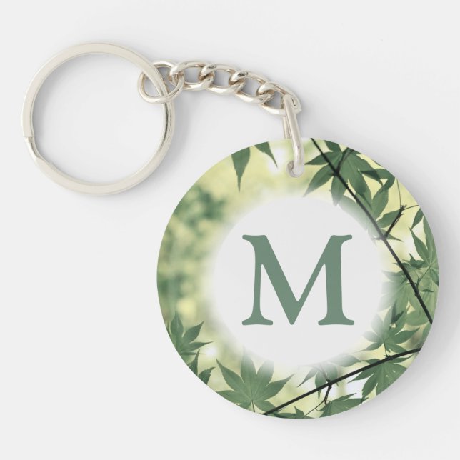 Sunlight Through Maple Leaves Monogram Keychain (Front)