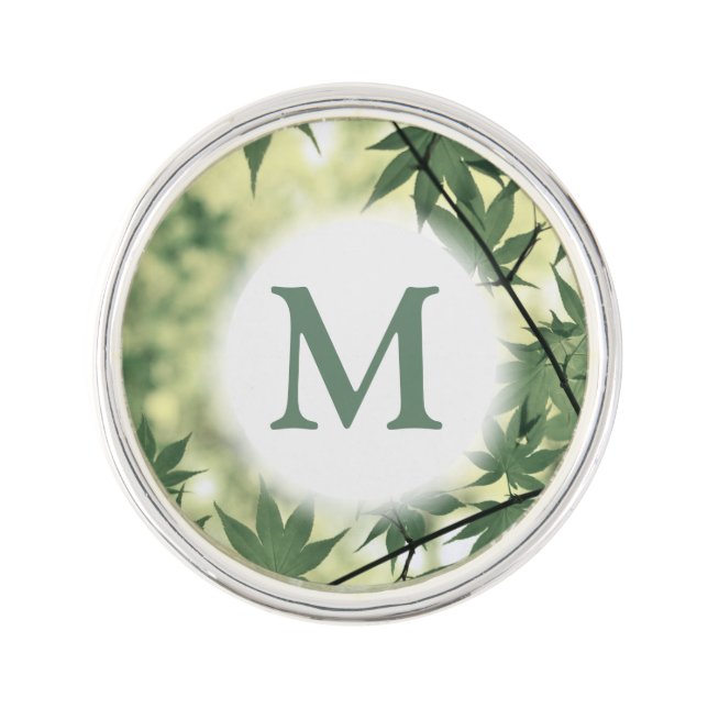Sunlight Through Maple Leaves Monogram Lapel Pin (Front)
