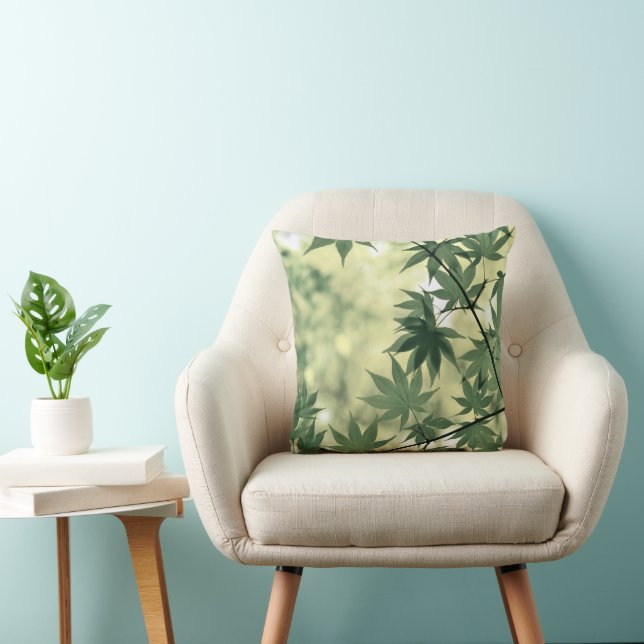 Sunlight Through Maple Leaves Throw Pillow (Chair)
