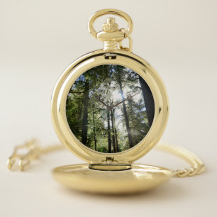 Sunlight Through Pine Trees Pocket Watch