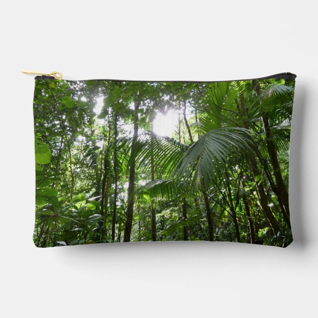 Sunlight Through Rainforest Canopy Tropical Green Accessory Pouch (Front)