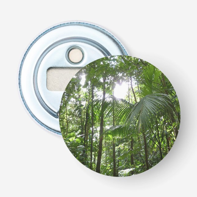 Sunlight Through Rainforest Canopy Tropical Green Bottle Opener (Front)