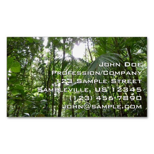 Sunlight Through Rainforest Canopy Tropical Green Business Card Magnet
