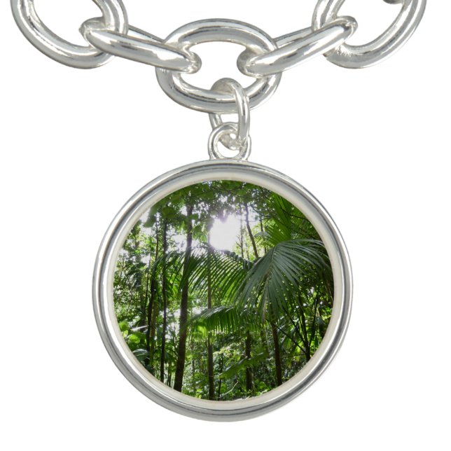 Sunlight Through Rainforest Canopy Tropical Green Charm Bracelet (Design)