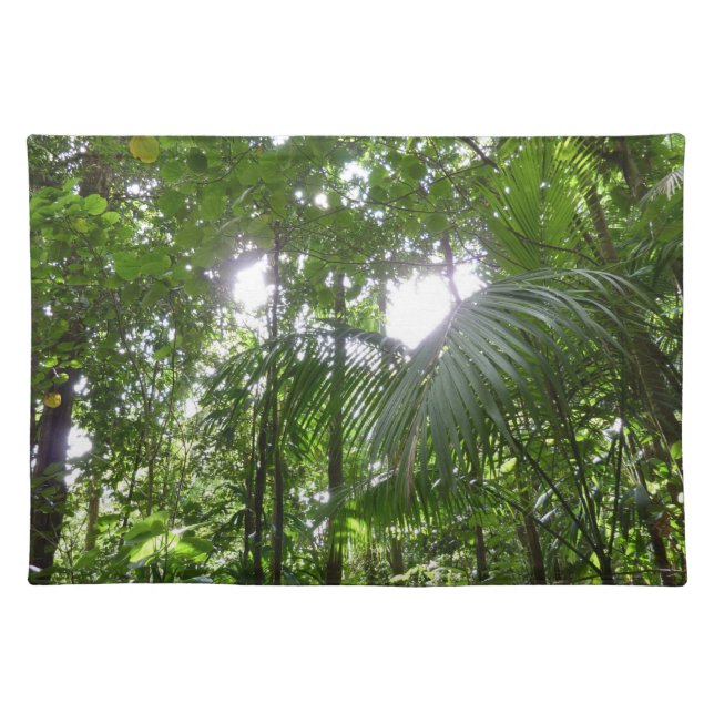 Sunlight Through Rainforest Canopy Tropical Green Cloth Placemat (Front)