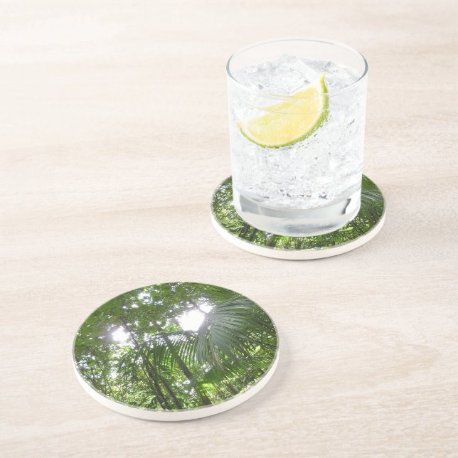 Sunlight Through Rainforest Canopy Tropical Green Coaster (Side)
