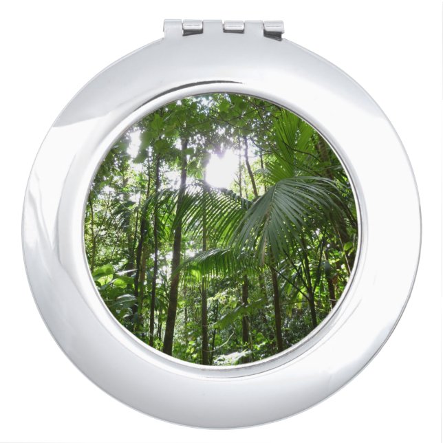 Sunlight Through Rainforest Canopy Tropical Green Compact Mirror (Front)