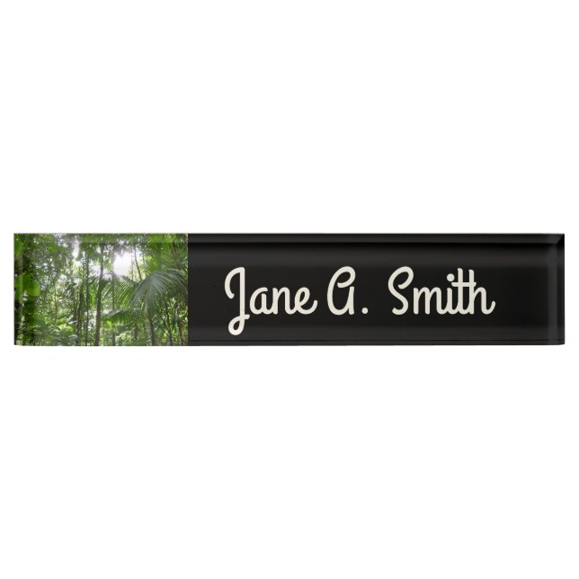 Sunlight Through Rainforest Canopy Tropical Green Desk Name Plate (Front)
