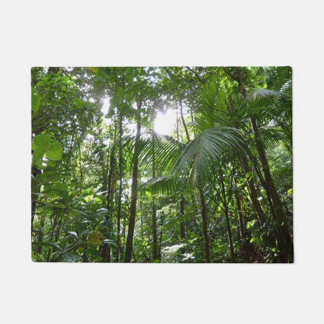 Sunlight Through Rainforest Canopy Tropical Green Doormat (Front)