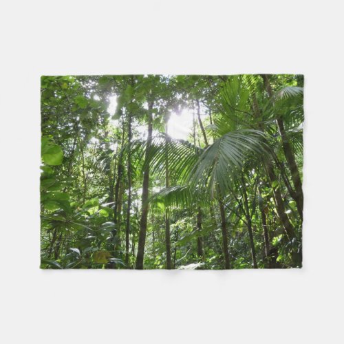 Sunlight Through Rainforest Canopy Tropical Green Fleece Blanket
