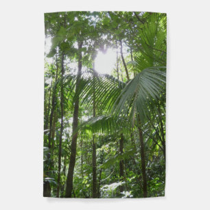 Sunlight Through Rainforest Canopy Tropical Green Garden Flag