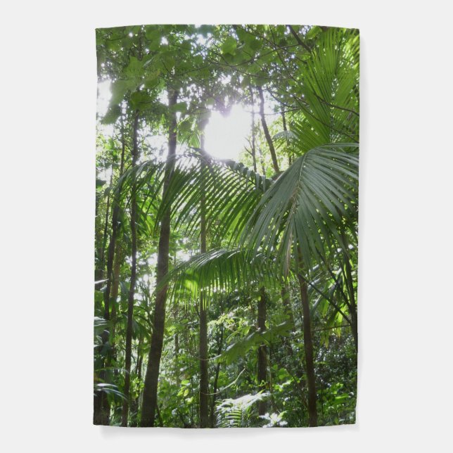 Sunlight Through Rainforest Canopy Tropical Green Garden Flag (Front)