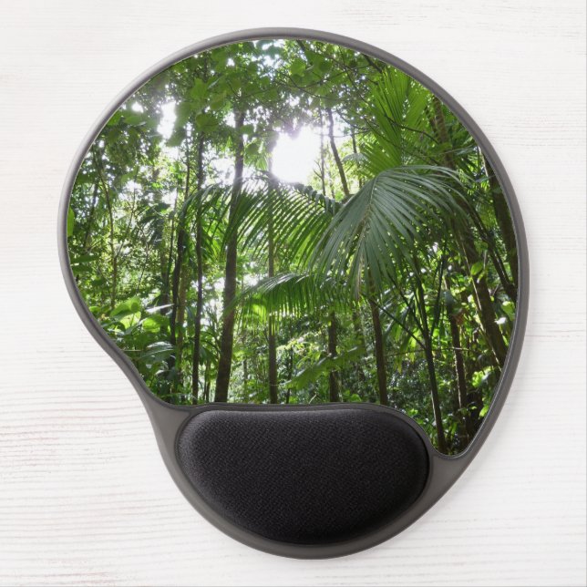 Sunlight Through Rainforest Canopy Tropical Green Gel Mouse Pad (Front)