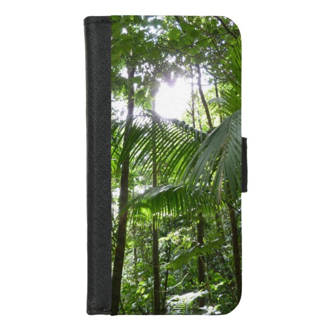 Sunlight Through Rainforest Canopy Tropical Green iPhone Wallet Case (Front)