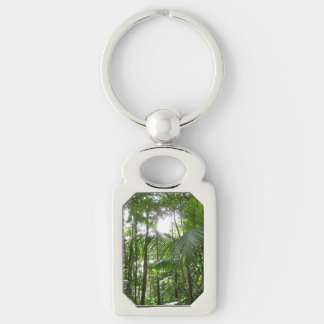 Sunlight Through Rainforest Canopy Tropical Green Keychain