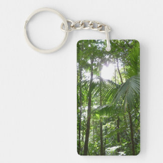 Sunlight Through Rainforest Canopy Tropical Green Keychain