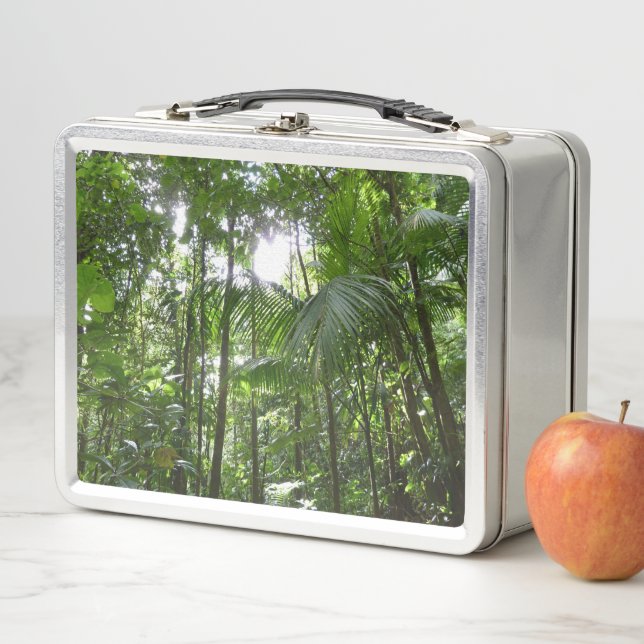 Sunlight Through Rainforest Canopy Tropical Green Metal Lunch Box (In Situ)
