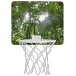 Sunlight Through Rainforest Canopy Tropical Green Mini Basketball Hoop