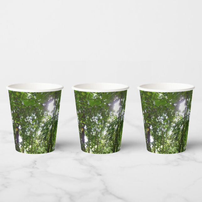 Sunlight Through Rainforest Canopy Tropical Green Paper Cups (Multi)