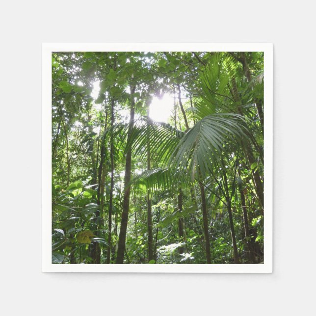 Sunlight Through Rainforest Canopy Tropical Green Paper Napkins (Front)