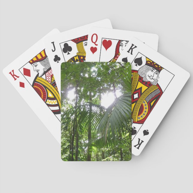 Sunlight Through Rainforest Canopy Tropical Green Poker Cards (Back)
