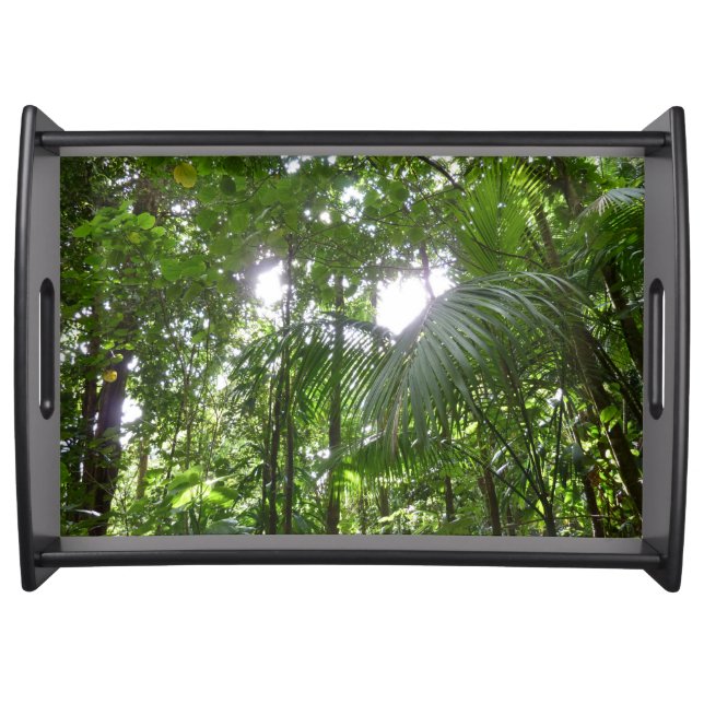 Sunlight Through Rainforest Canopy Tropical Green Serving Tray (Front)