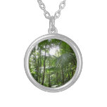 Sunlight Through Rainforest Canopy Tropical Green Silver Plated Necklace