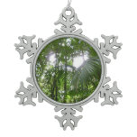 Sunlight Through Rainforest Canopy Tropical Green Snowflake Pewter Christmas Ornament