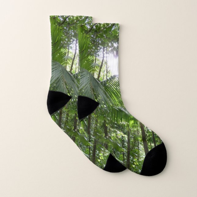 Sunlight Through Rainforest Canopy Tropical Green Socks (Pair)