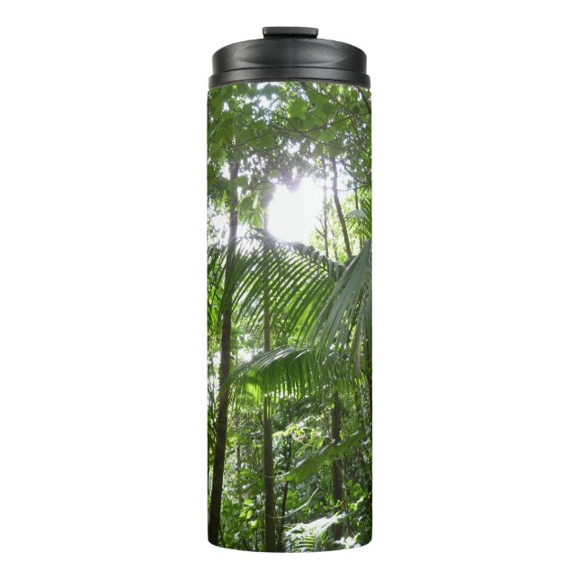 Sunlight Through Rainforest Canopy Tropical Green Thermal Tumbler (Front)