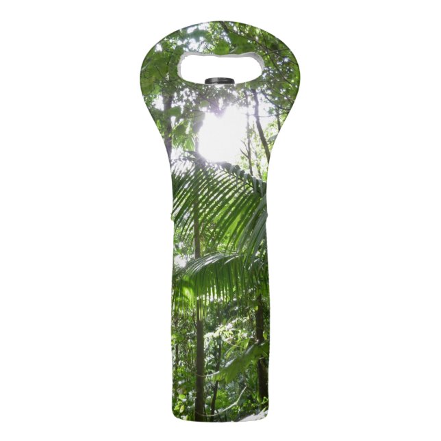 Sunlight Through Rainforest Canopy Tropical Green Wine Bag (Front)
