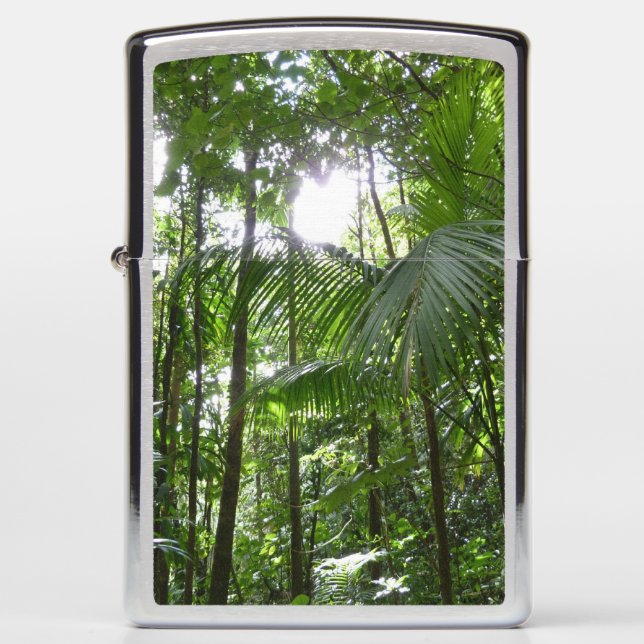 Sunlight Through Rainforest Canopy Tropical Green Zippo Lighter (Front)