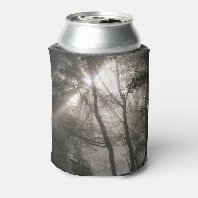 Sunlight Through Trees Dark Woodland Can Cooler (Can Back)
