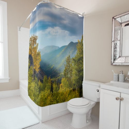 Sunlight Valley  Autumn Color Forest Shower Curtain
