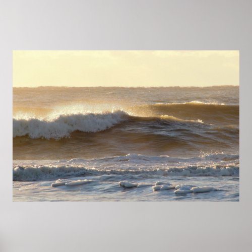 Sunlight Waves Crashing Photo Poster