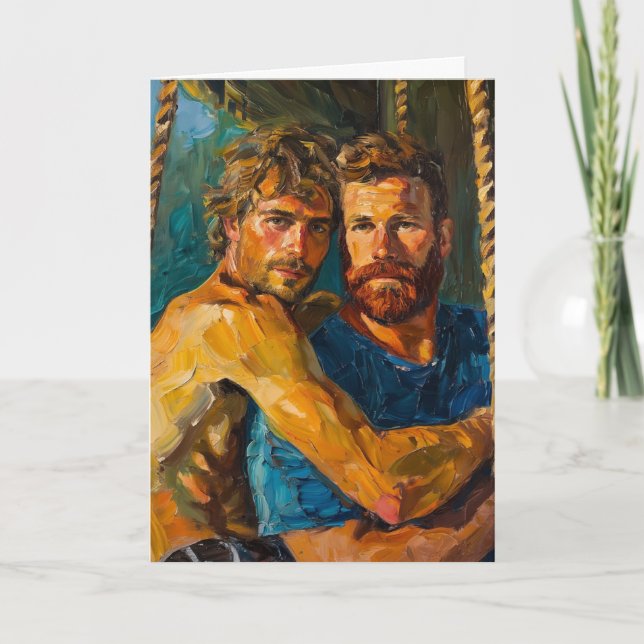 Sunlit Beach Embrace Card (Front)