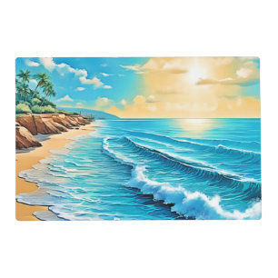 Sunlit Beach Waves Design  Placemat