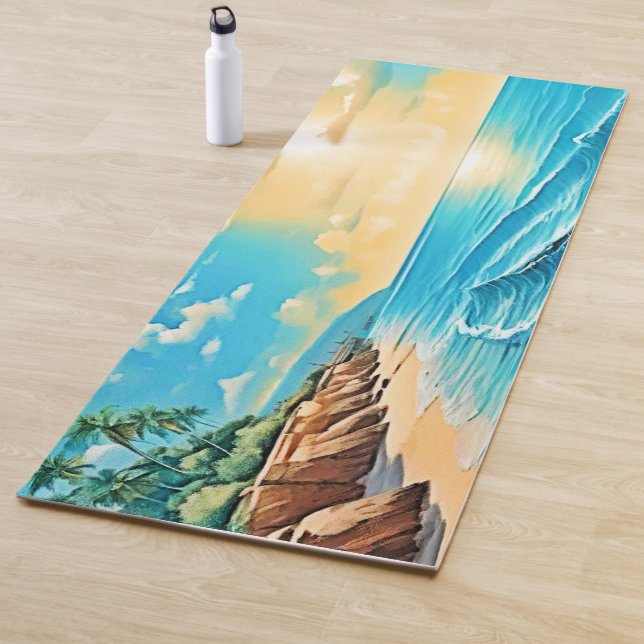 Sunlit Beach Waves Design  Yoga Mat (In Situ)