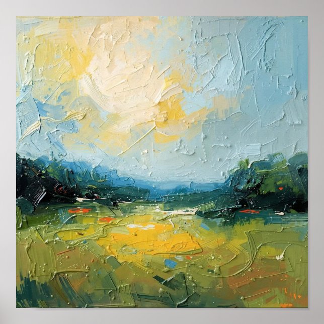 Sunlit Beach with Trees – Square Poster, Vibrant W Poster (Front)