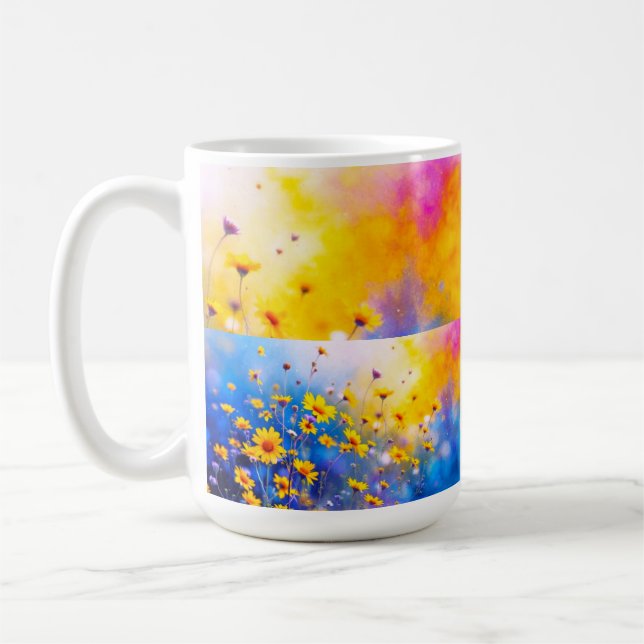  Sunlit Bloom Abstract Panels Coffee Mug (Left)