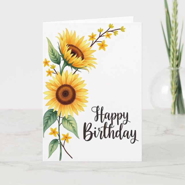 Sunlit Bloom Birthday Card (Front)