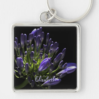 Sunlit Blooming Purple Agapanthus, African Lily Keychain