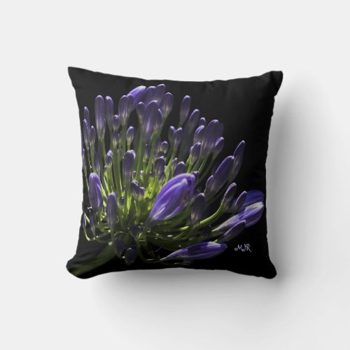 Sunlit Blooming Purple Agapanthus African Lily Throw Pillow