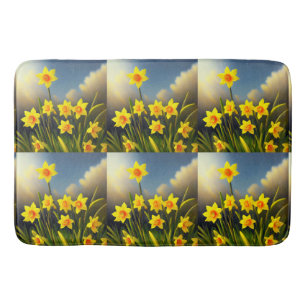 Sunlit Blooms: Golden Daffodils in Full Glory Bath Mat