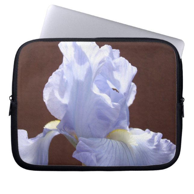 Sunlit Blue Iris Flowers computer Laptop Sleeve (Front)