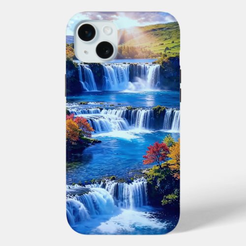 Sunlit Cascade Valley 001 iPhone 15 Plus Case