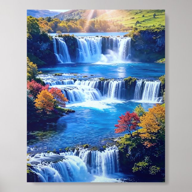 Sunlit Cascade Valley 001 Foam Core Photo Tile (Front Set)